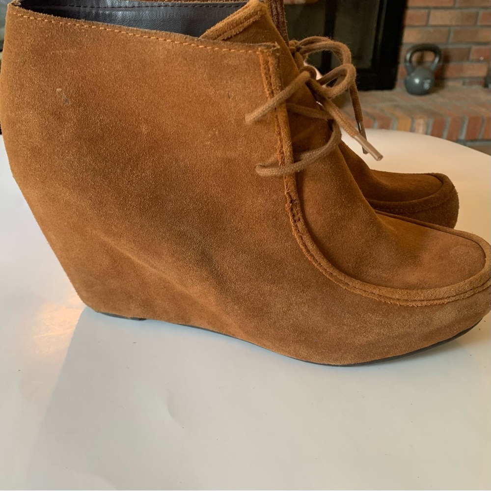 Dolce Vita Suede Moccasin Wedge Booties Shoes